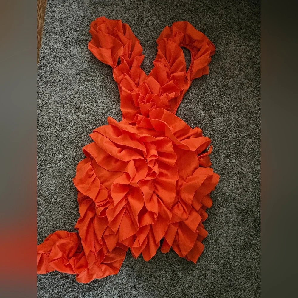Orange Ruffled Dress - Picture 2 of 3